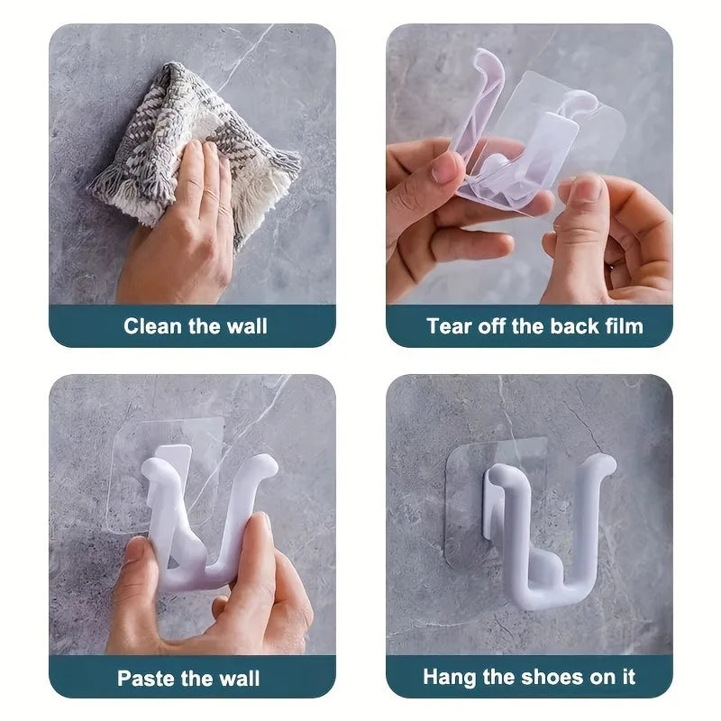Self Adhesive Wall Mounted Shoe Hook Slipper Rack – Waterproof Wall Mounted Shoe Hook Qme