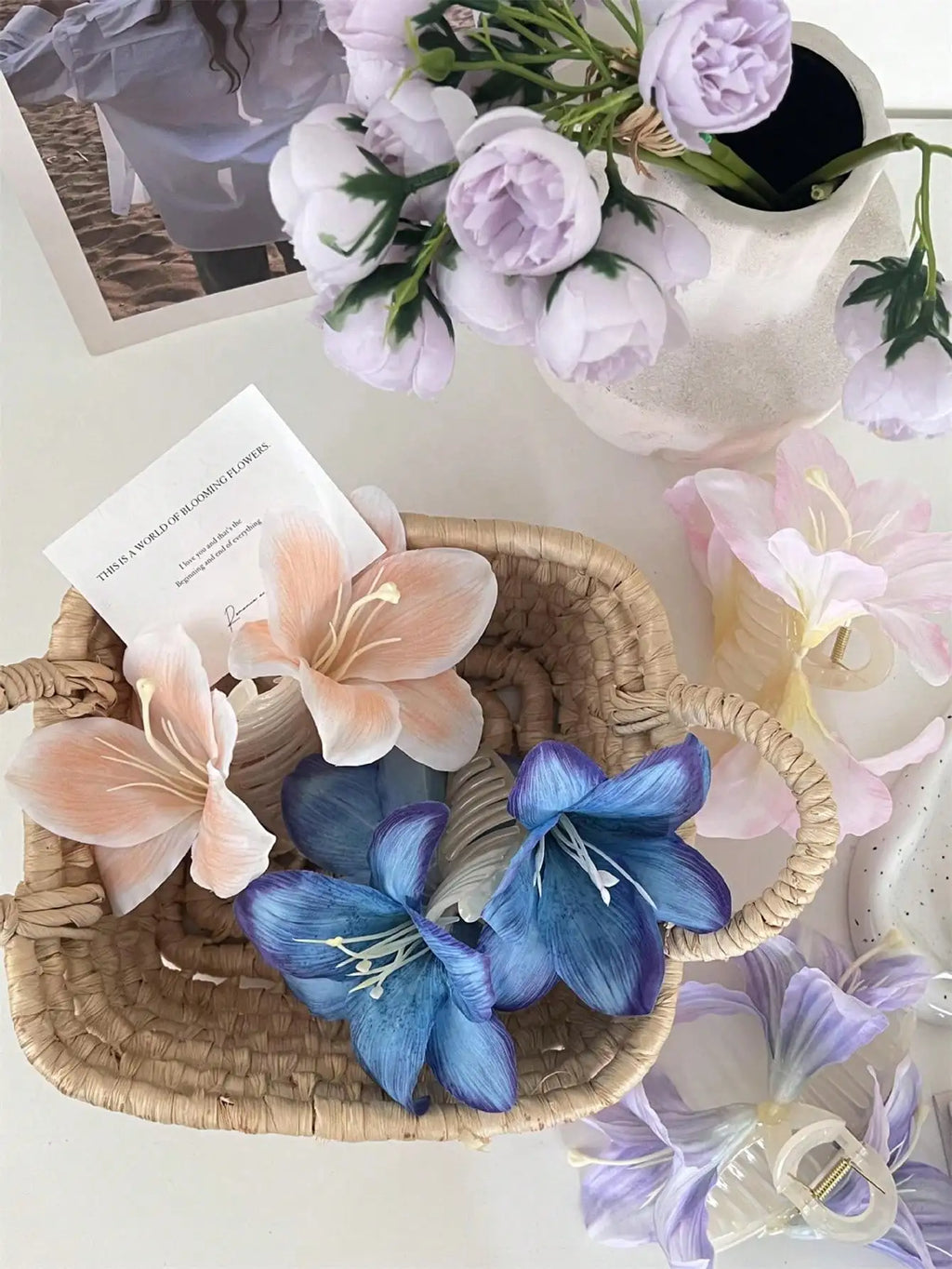 Lily Flower Double-Sided Hair Grip Clip | 3 Colors Hair Grip Clip Qme