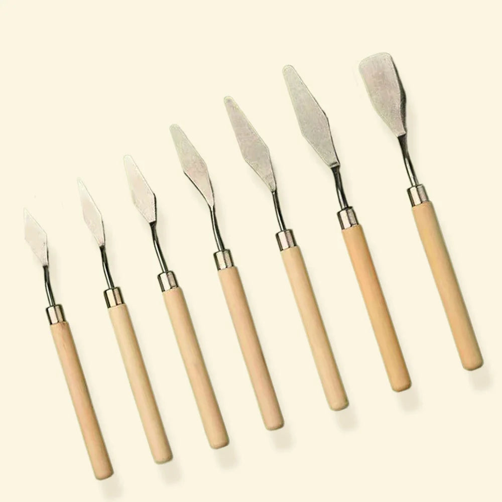Palette Knife Set – Stainless Steel Blade & Wood Handle Art Tool Palette Knife Set Qme