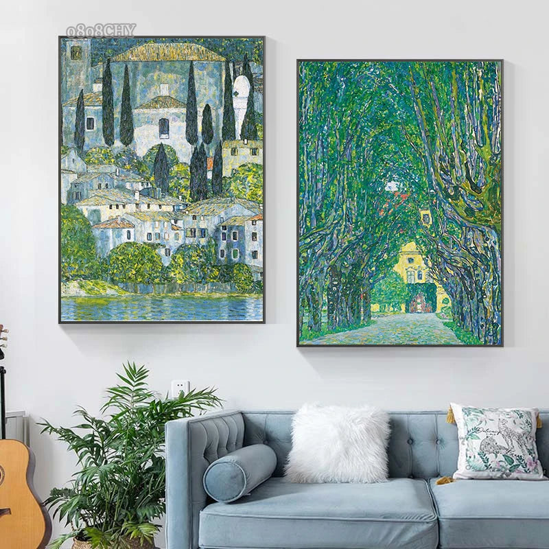 Gustav Klimt Flower Garden Canvas Print – Nordic Wall Art Canvas Wall Art Qst