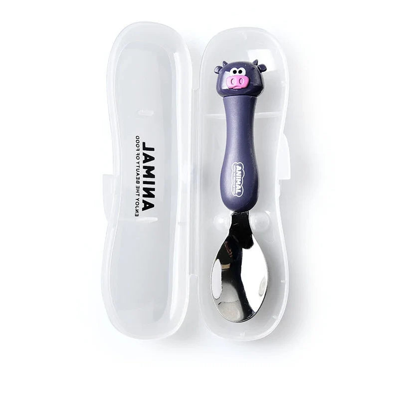 Cartoon Animal Kids Cutlery Set – Spoon & Fork for Toddlers Kids Cutlery Set Qme Calf Only Spoon