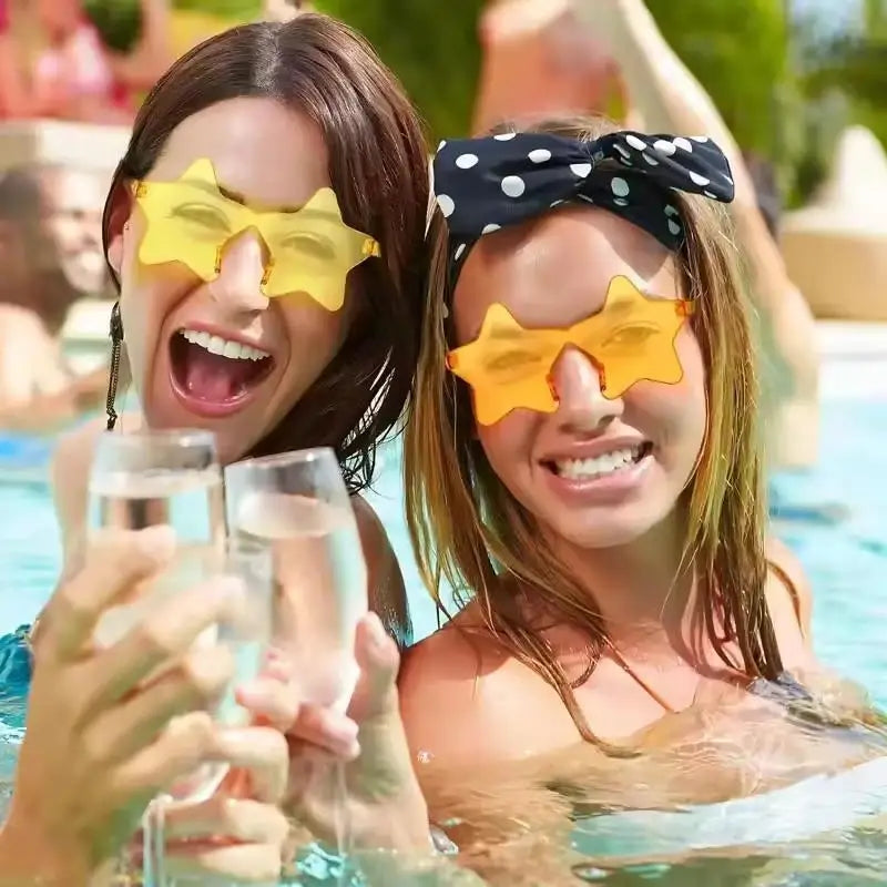 Star Shaped Rimless Sunglasses – Colorful Transparent Party Glasses Novelty Party Sunglasses Qme