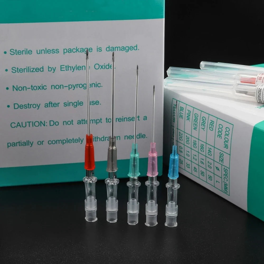 Sterilized 316L Steel Piercing Needles Set – 14G to 22G, 5 Sizes Piercing Needles Qme 20G 50PCS