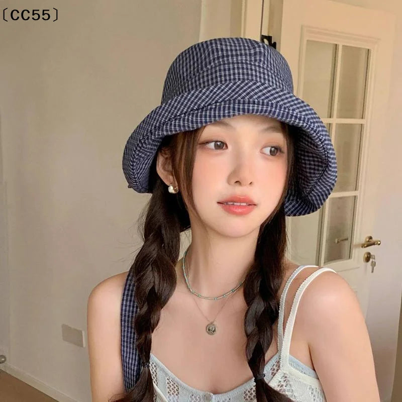 Women's Plaid Bucket Hat – Wide Brim Quick-Dry Sun Hat Bucket Hat Qst