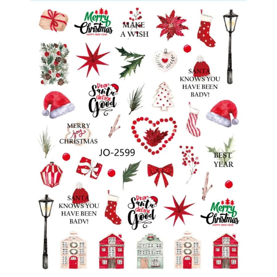 3D Christmas Nail Art Stickers Decals 10 Sheets – Snowman Christmas Nail Stickers Qme