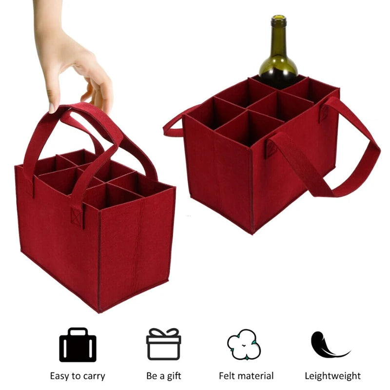 Foldable 6-Compartment Wine Bottle Bag | Waterproof Carry Tote Wine Bottle Bag Qst