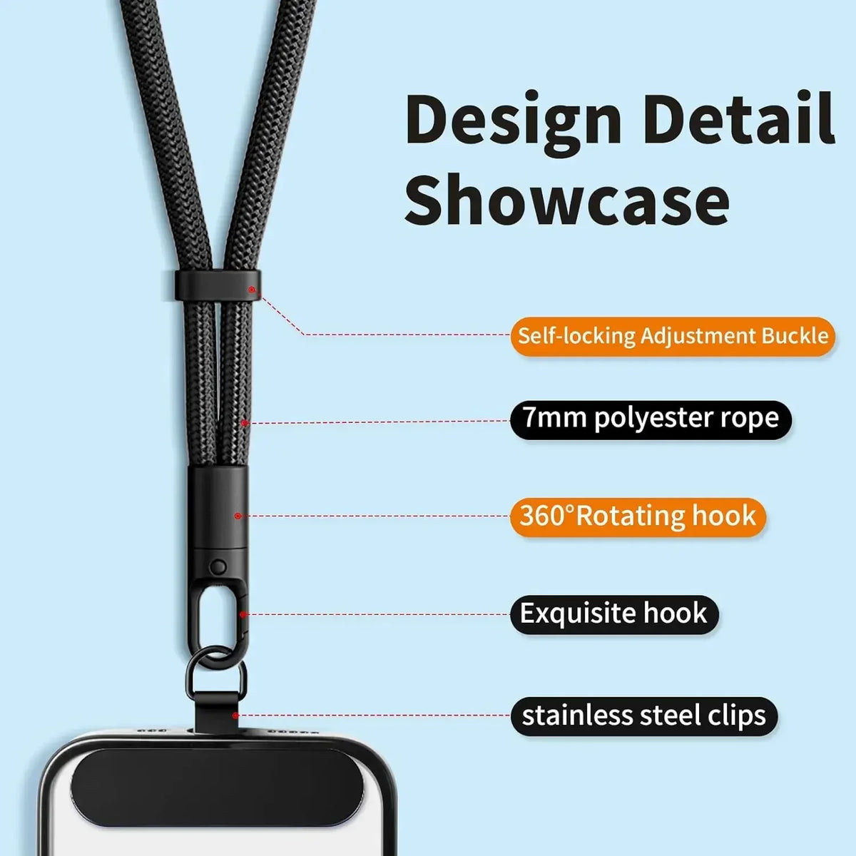 Universal Phone Lanyard Clip – Anti-Drop 360° Wrist Strap Phone Lanyard Clip Qme