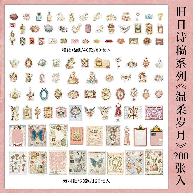 TIANZI Vintage Painting Stickers – Comic & DIY Craft Pack Decorative Sticker Pack Qme D