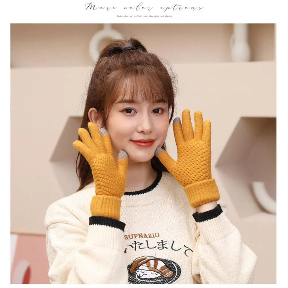 Women's Knitted Thicken Winter Hand Warmer Gloves – 4 Colors Knitted Winter Gloves Qme