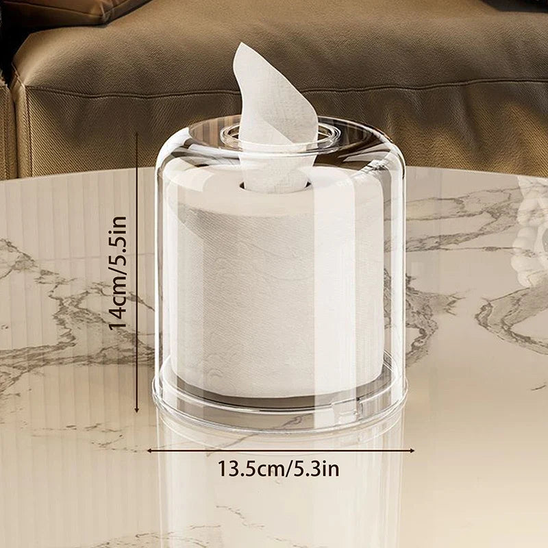 Transparent Round Acrylic Tissue Box | Desktop Napkin Holder Acrylic Tissue Box Qme Rotundity