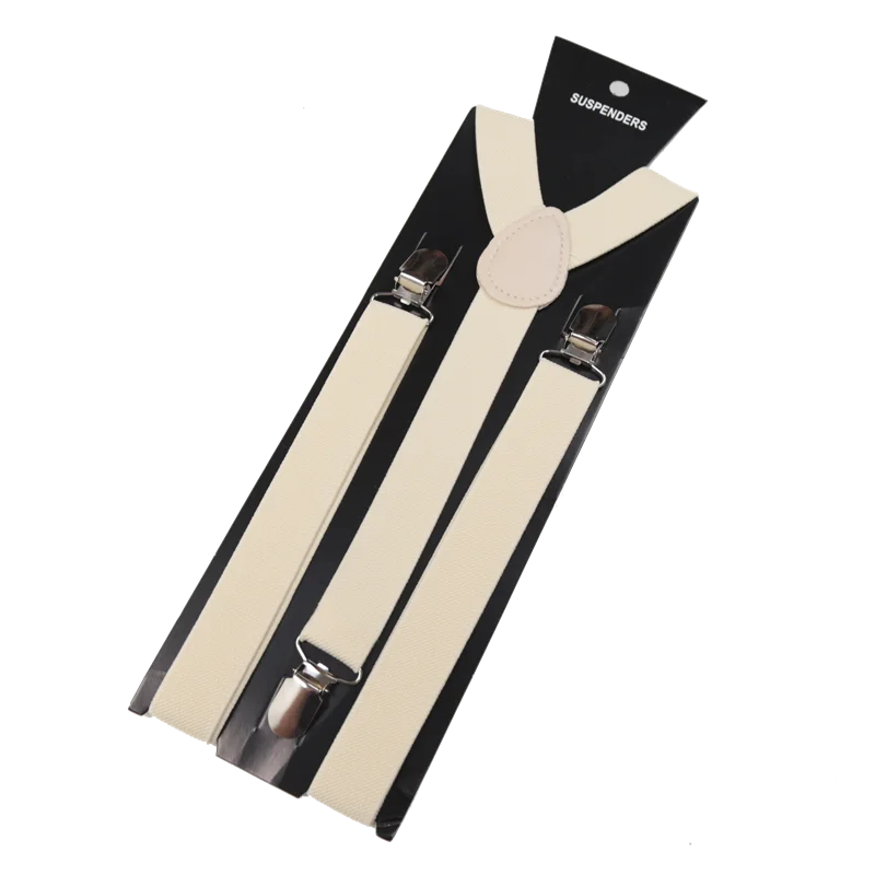 Unisex Elastic Leather Suspenders Braces – 26 Colors Suspenders & Braces Qme Beige China Mainland