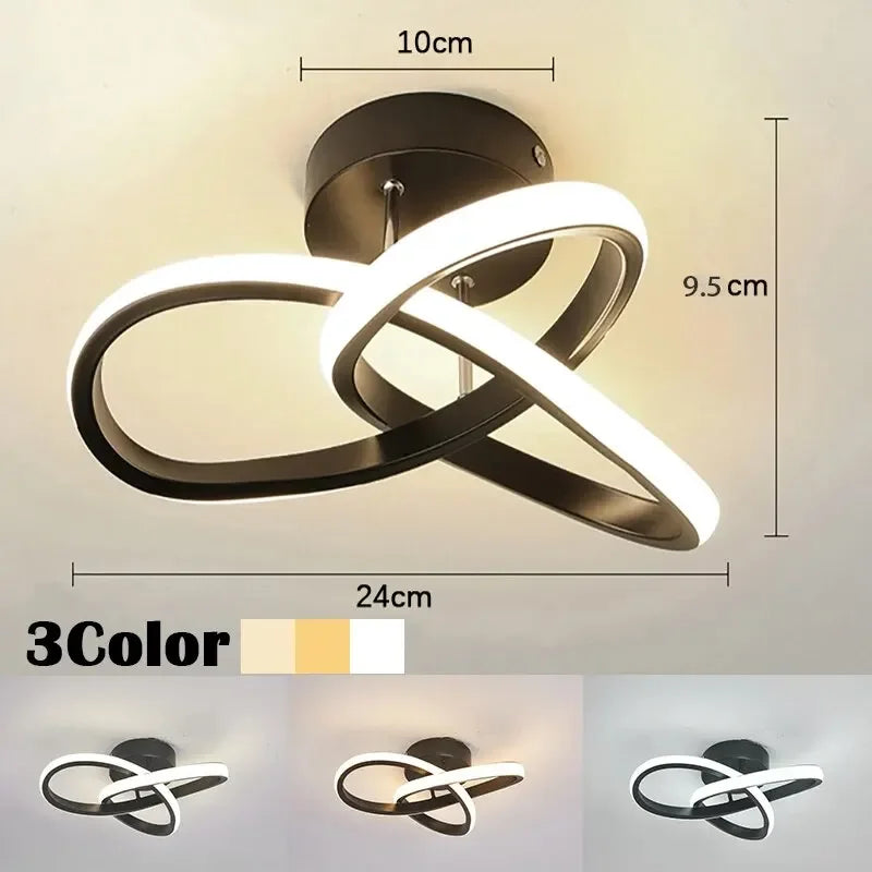 Black Nordic LED Semi-Flush Ceiling Lamp | 3 Color Temperatures LED Ceiling Light Qme black
