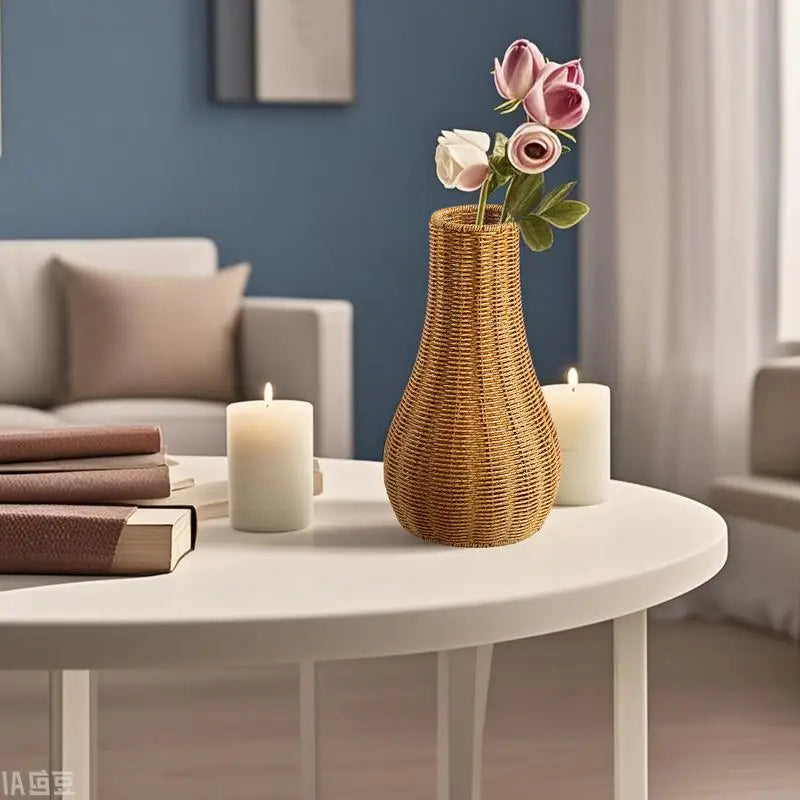 Rustic Boho Woven Vase | Pampas Grass Plant Holder Decorative Vase Qme China Mainland