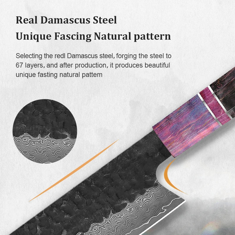 4-Piece Damascus Steel Japanese Kitchen Knife Set | Wood Handle Kitchen Knife Set Qst