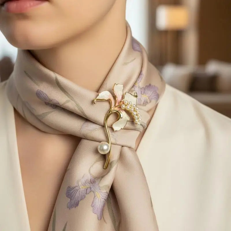 Enamel Pearl Lily Flower Brooch Pin for Women – 3 Colors Flower Brooch Pin Qme