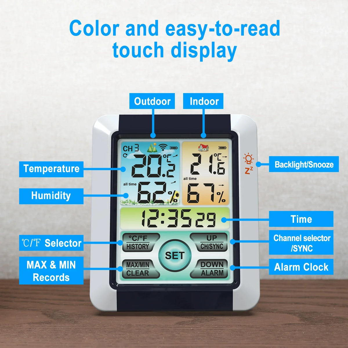 Qme Digital Weather Station Clock Indoor Outdoor Barometer Weather Station Clock Qme