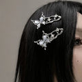 Y2K Liquid Metal Butterfly Zircon Hair Clip – Silver Barrette Hair Barrette Clip Qst one size