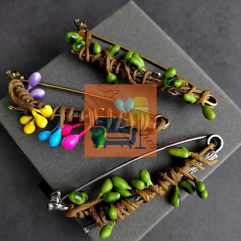Vintage Large Fruit Plant Brooch Pin | Botanical Statement Decorative Brooch Pin Qme