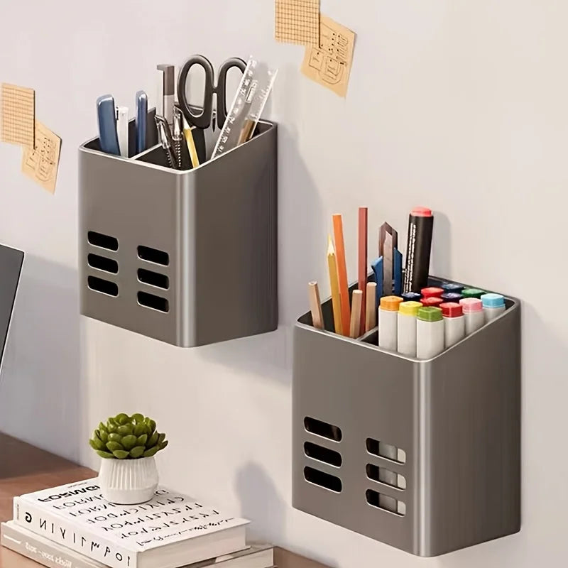 Wall-Mounted Plastic Organizer – Pens, Makeup Brushes & More Wall-Mounted Organizer Qme