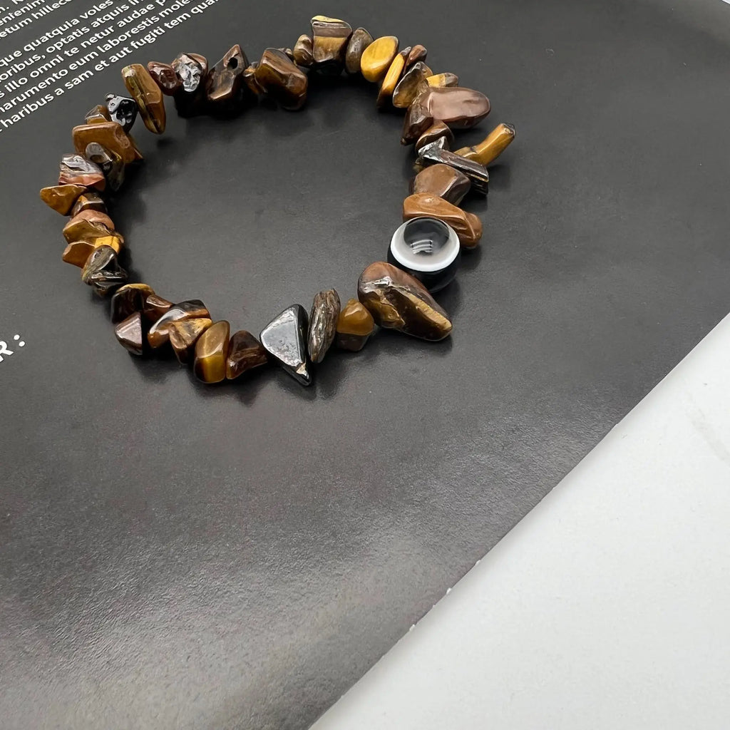 Blue Evil Eye Natural Stone Chip Bead Bracelet | 12 Colors Stone Bead Bracelet Qme