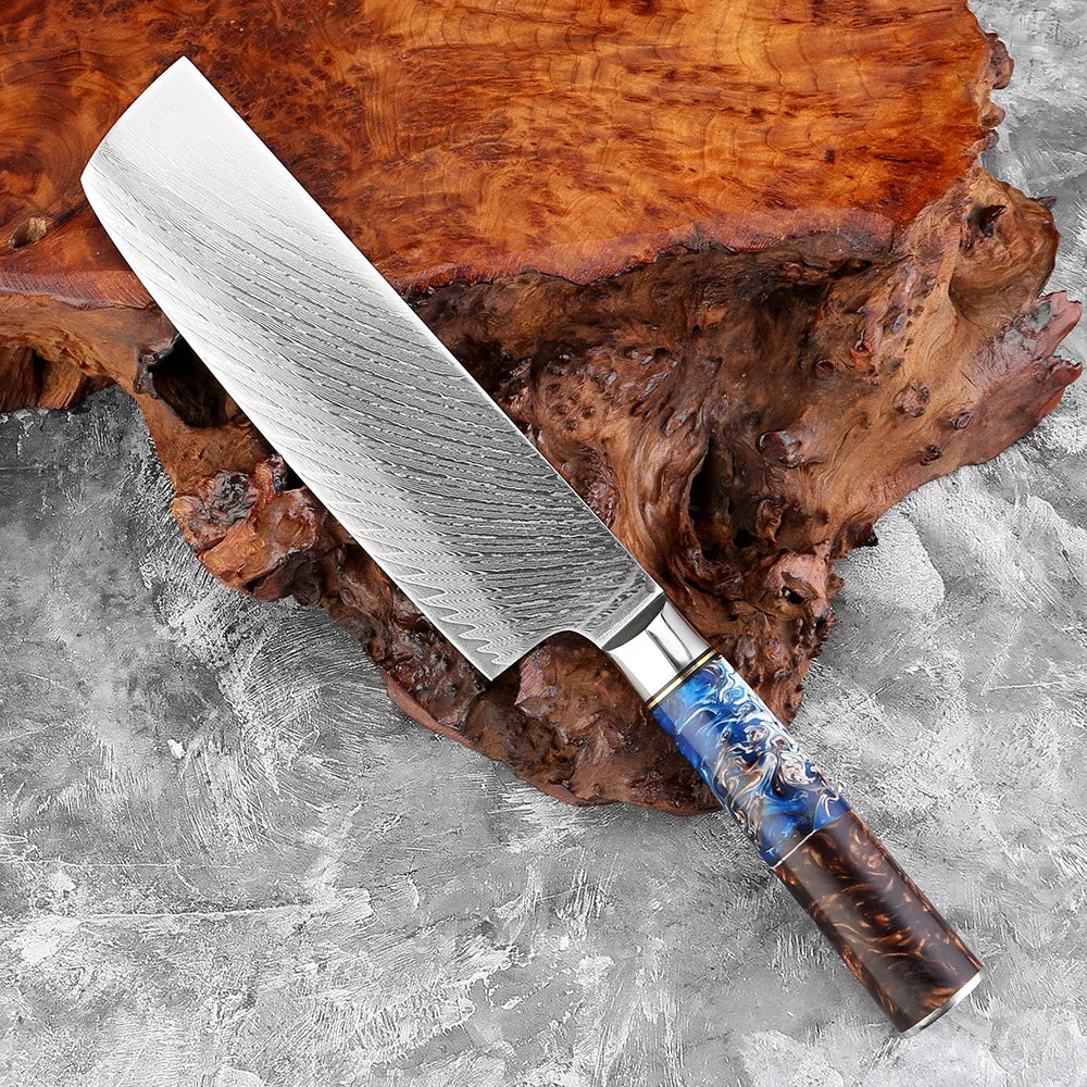 XITUO 7" Nakiri Knife – 67-Layer Damascus Steel Chef Knife Damascus Nakiri Knife Qst