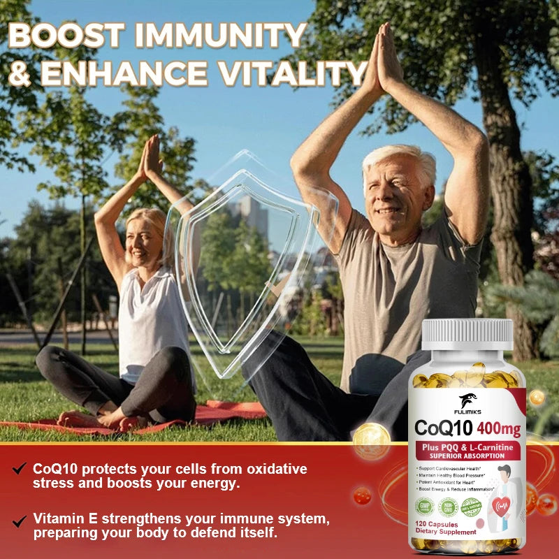 Fulimiks CoQ10 Ubiquinol 400mg – Energy & Antioxidant Capsules CoQ10 Supplement Qst