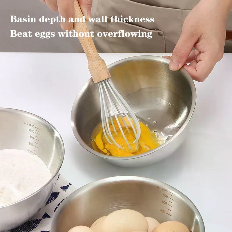 Stainless Steel Mixing Bowl with Scale – Large Capacity Stainless Mixing Bowl Qme