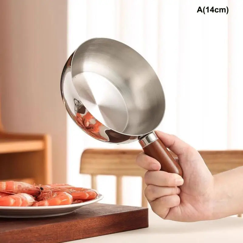 Stainless Steel Bowl with Walnut Wood Handle | Single Serve Serving Bowl Qme 14cm