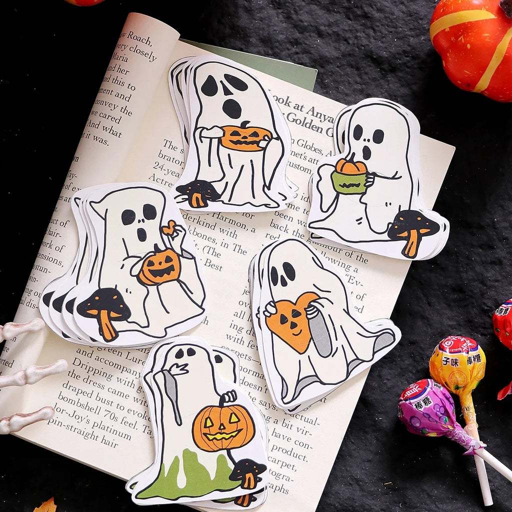 Halloween Lollipop Cards 30-Pack – 5 Ghost Designs for Kids Halloween Party Favors Qme