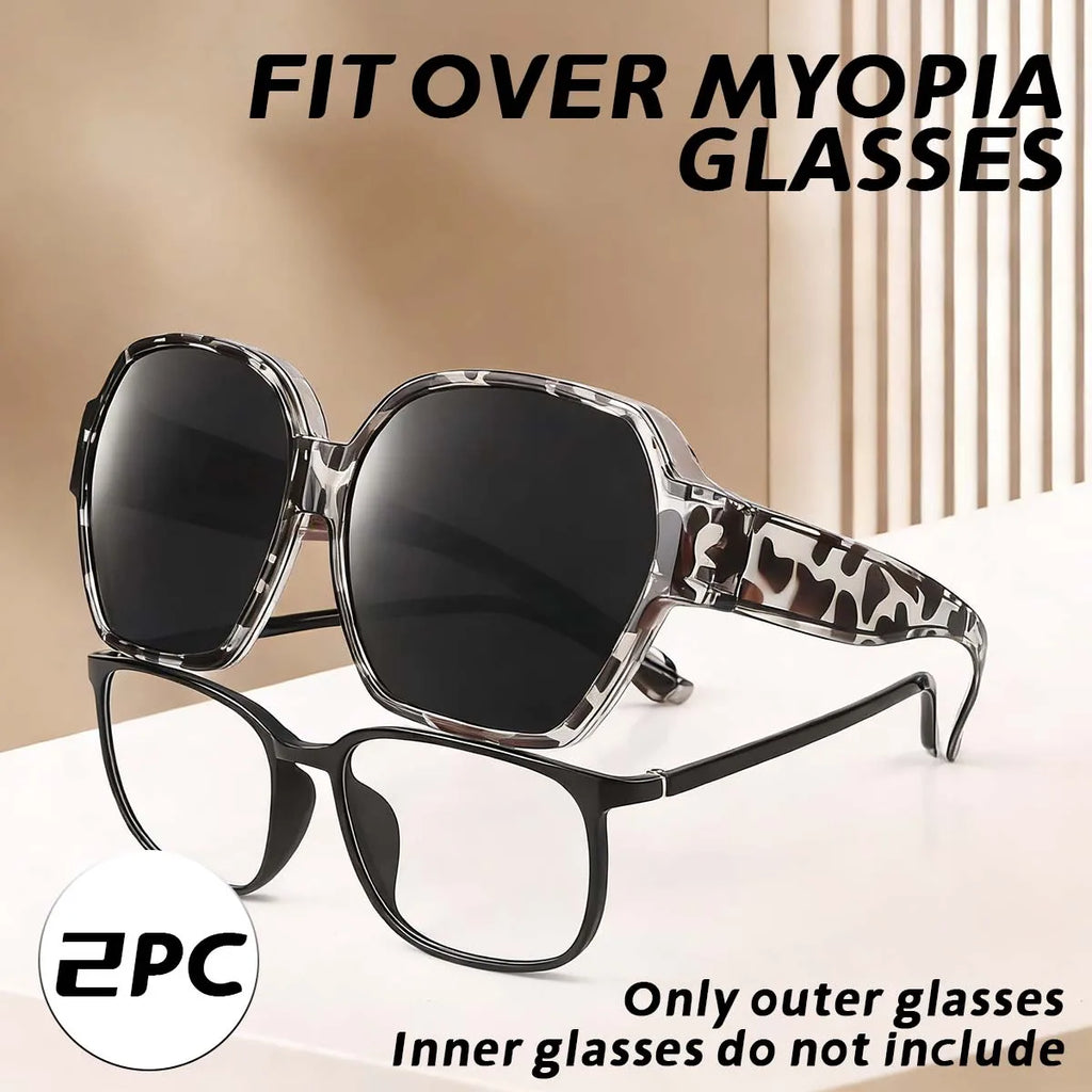 VOPHA Oversized Fit-Over Sunglasses UV400 Unisex 2-Pack Fit-Over Sunglasses Qst