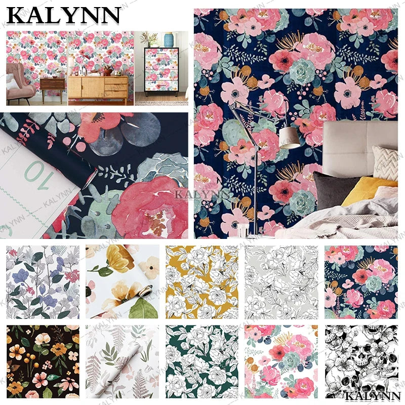 Floral Peel & Stick Removable Wallpaper – Vinyl Wall Sticker Peel & Stick Wallpaper Qme