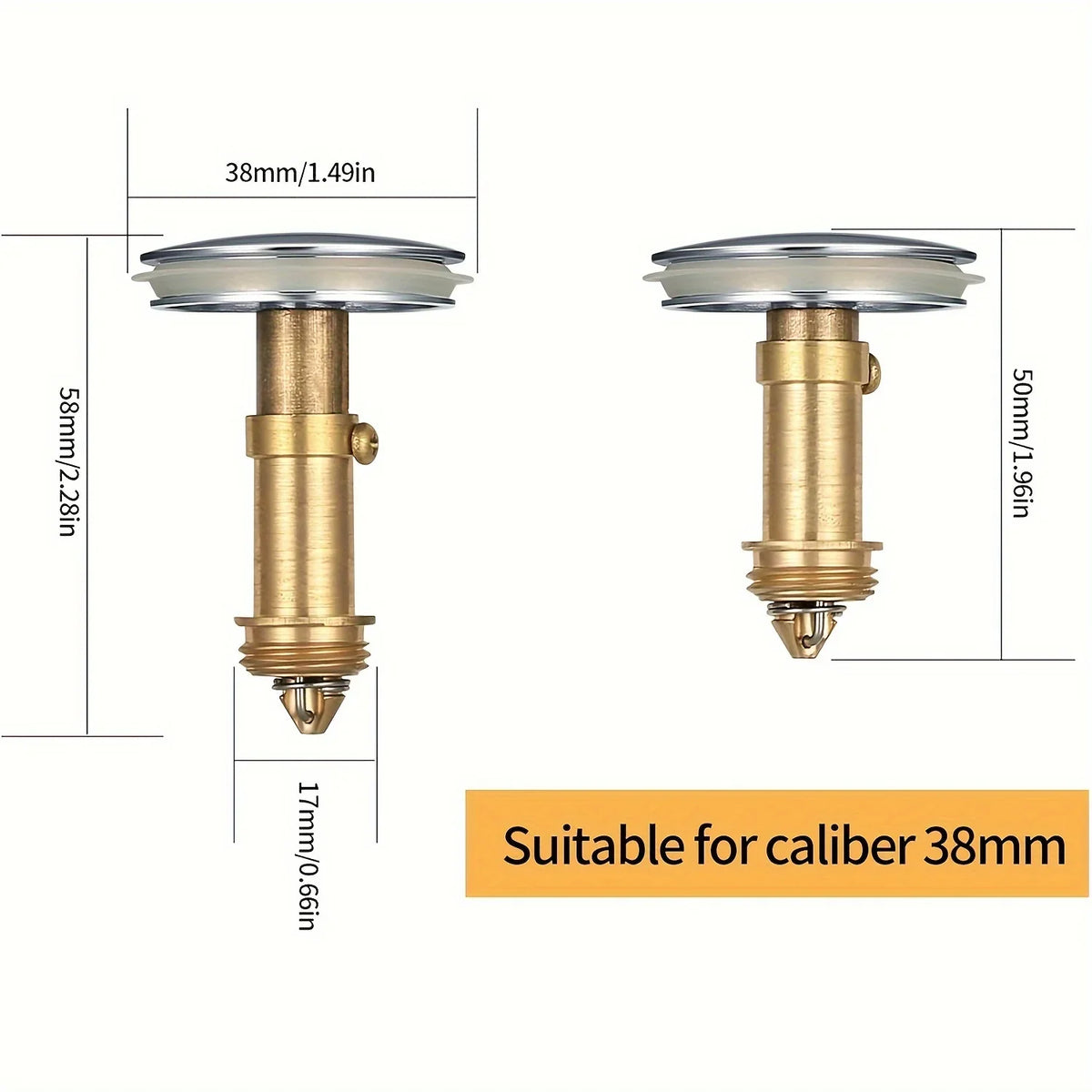 Universal Bathroom Sink Stopper – Spring-Loaded Brass Drain Plug Bathroom Drain Stopper Qme