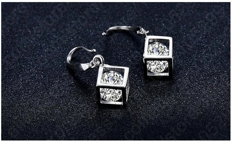 925 Sterling Silver Square CZ Pendant Necklace for Women Silver Pendant Necklace Qme