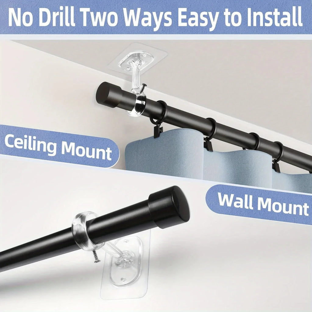 No-Drill Self-Adhesive Ceiling Curtain Rod Bracket | Adjustable Curtain Rod Bracket Qme