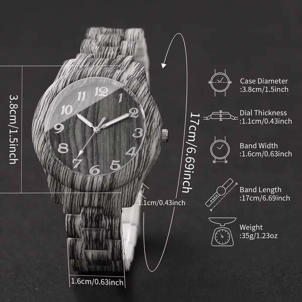 Women's Wooden Pattern Quartz Watch – Casual Fashion Timepiece Women's Quartz Watch Qme