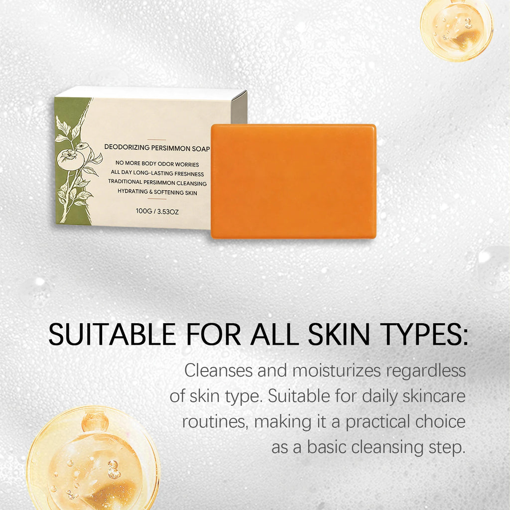 Natural Persimmon Extract Soap Bar – Hydrating Body Cleanser Soap Bar Qst