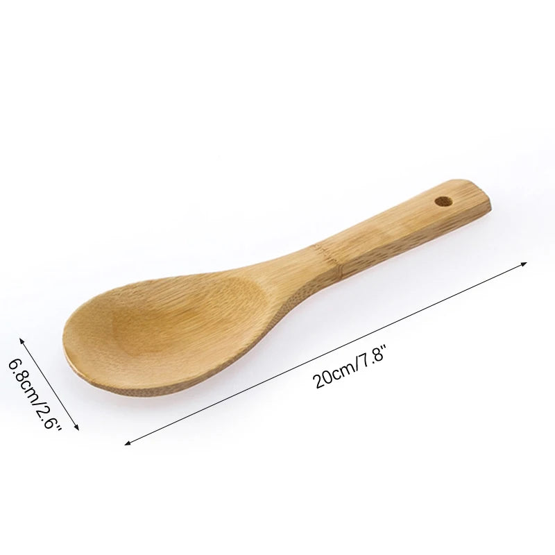 Wooden Rice Paddle Spoon – Natural Acacia & Bamboo Serving Scoop Wooden Serving Spoon Qst A3