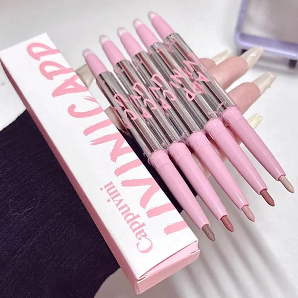 Cappuvini Nude Lip Liner & Brush – Velvet Matte Korean Makeup Lip Liner Brush Qme