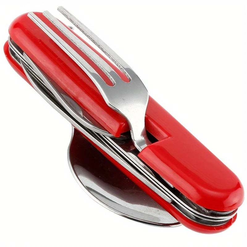 Folding Stainless Steel Cutlery Set – Spoon Fork Knife Combo Folding Cutlery Set Qme 1pc