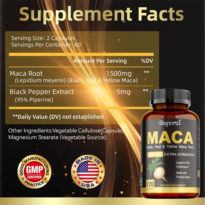 Maca Capsules – Energy, Endurance & Mood Support | Pslalae Herbal Supplement Qst
