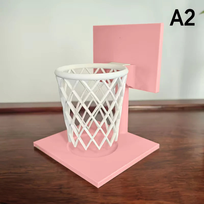 Basketball Hoop Pen Holder Desktop Organizer with Base Desktop Pen Holder Qst A2
