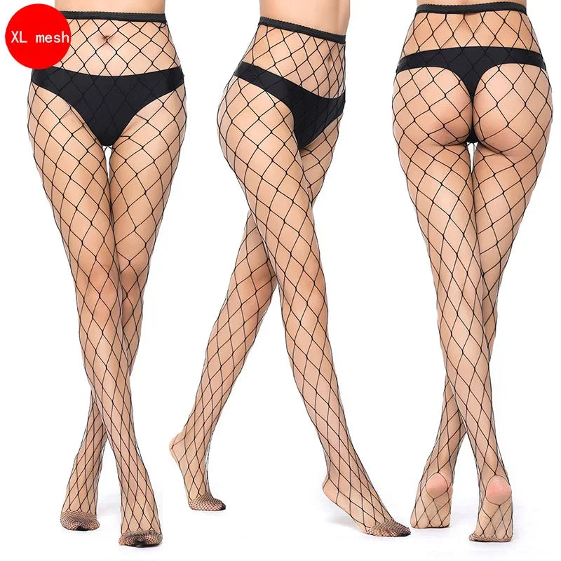 Women's Hollow Out Fishnet Tights | Fashion Pantyhose Fishnet Pantyhose Tights Qme XL mesh One Size