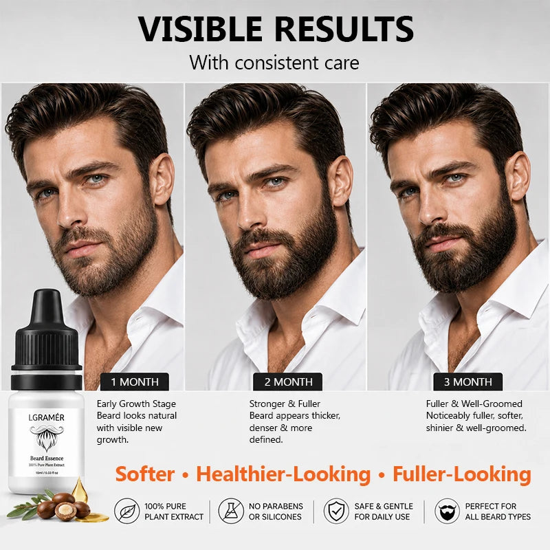 LGRAMER Beard Growth Serum – Botanical Oil Formula for Men Beard Growth Serum Qst