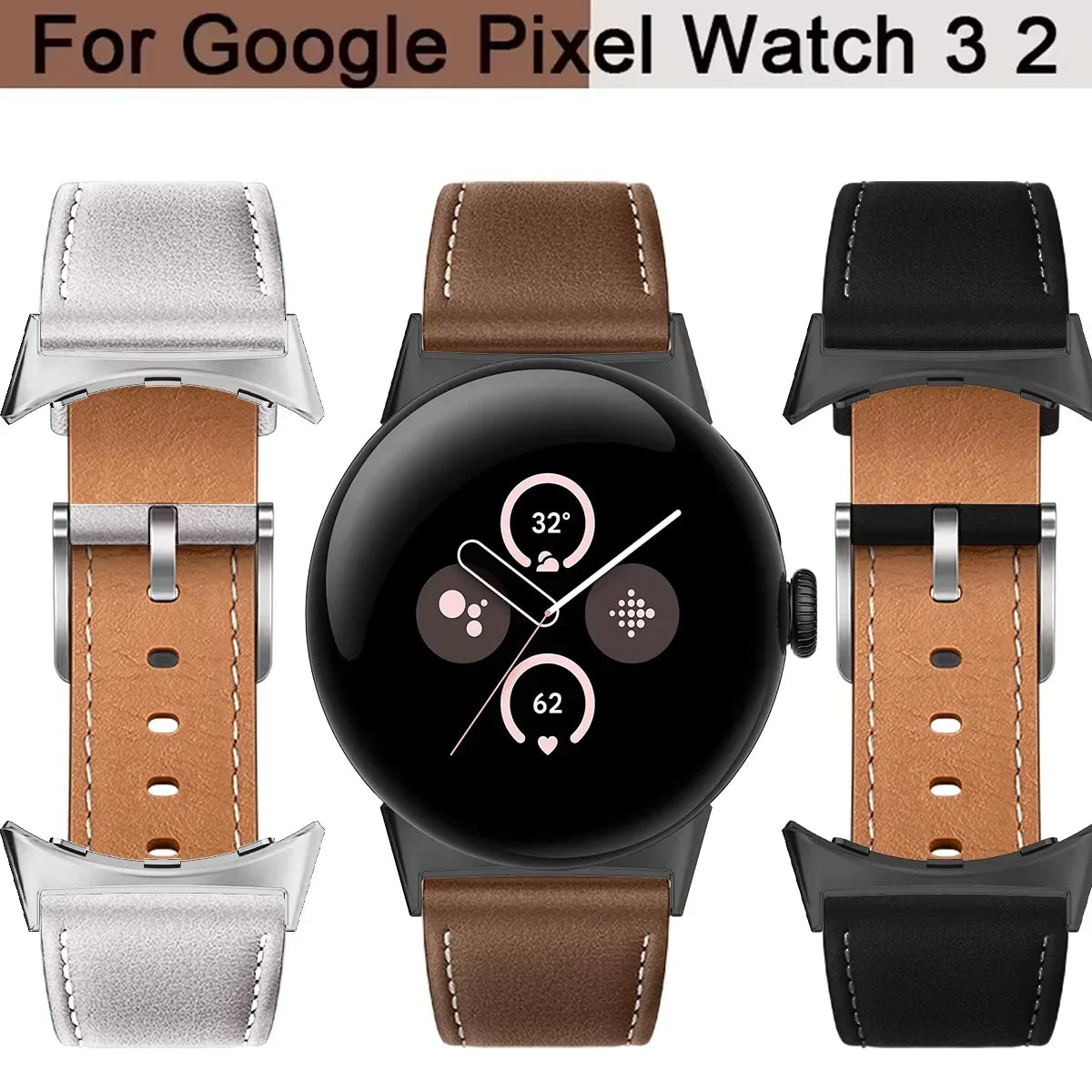 Leather Strap for Google Pixel Watch 3 41mm | 16 Colors Watch Band Qme