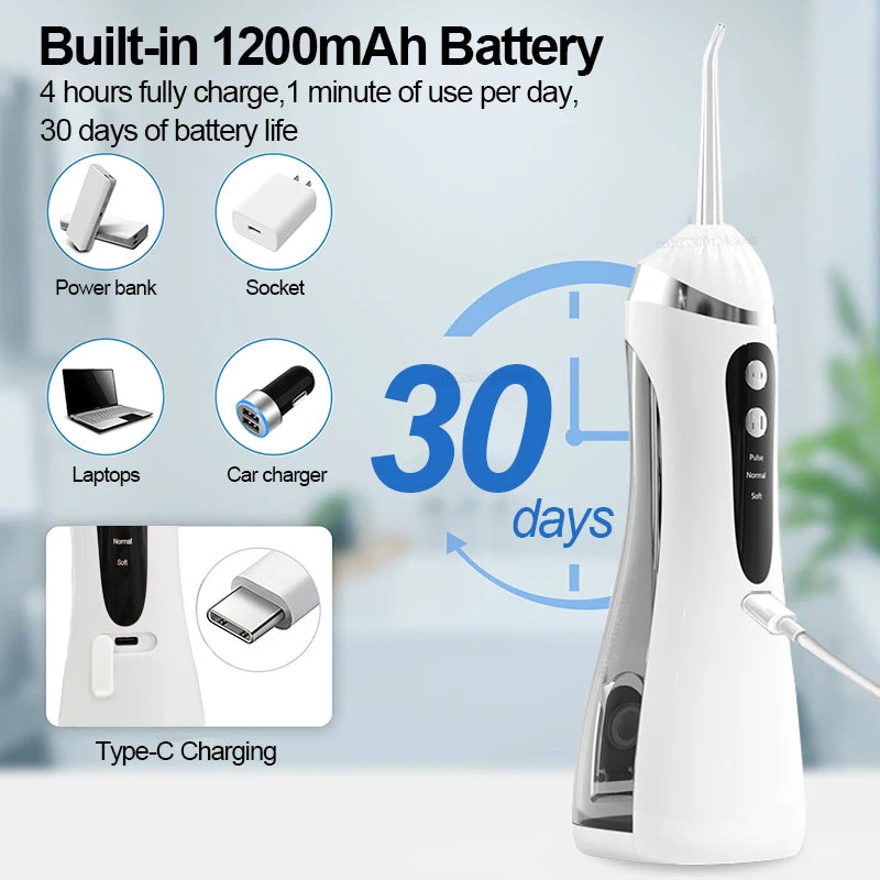 Peicon Portable Water Flosser – 3 Modes, USB Rechargeable Cordless Oral Irrigator Qst
