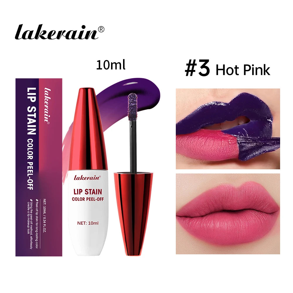 Waterproof Peel-Off Lip Stain – 3 Colors, Long-Lasting Peel-Off Lip Stain Qst Hot Pink