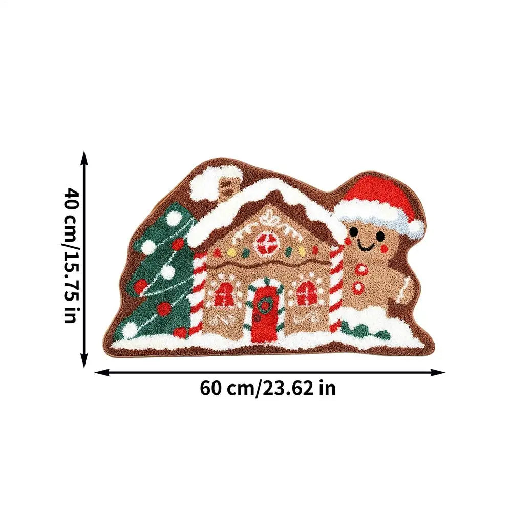 Gingerbread Christmas Doormat – Soft Non-Slip Mat 24x16 In Christmas Doormat Qme A CN