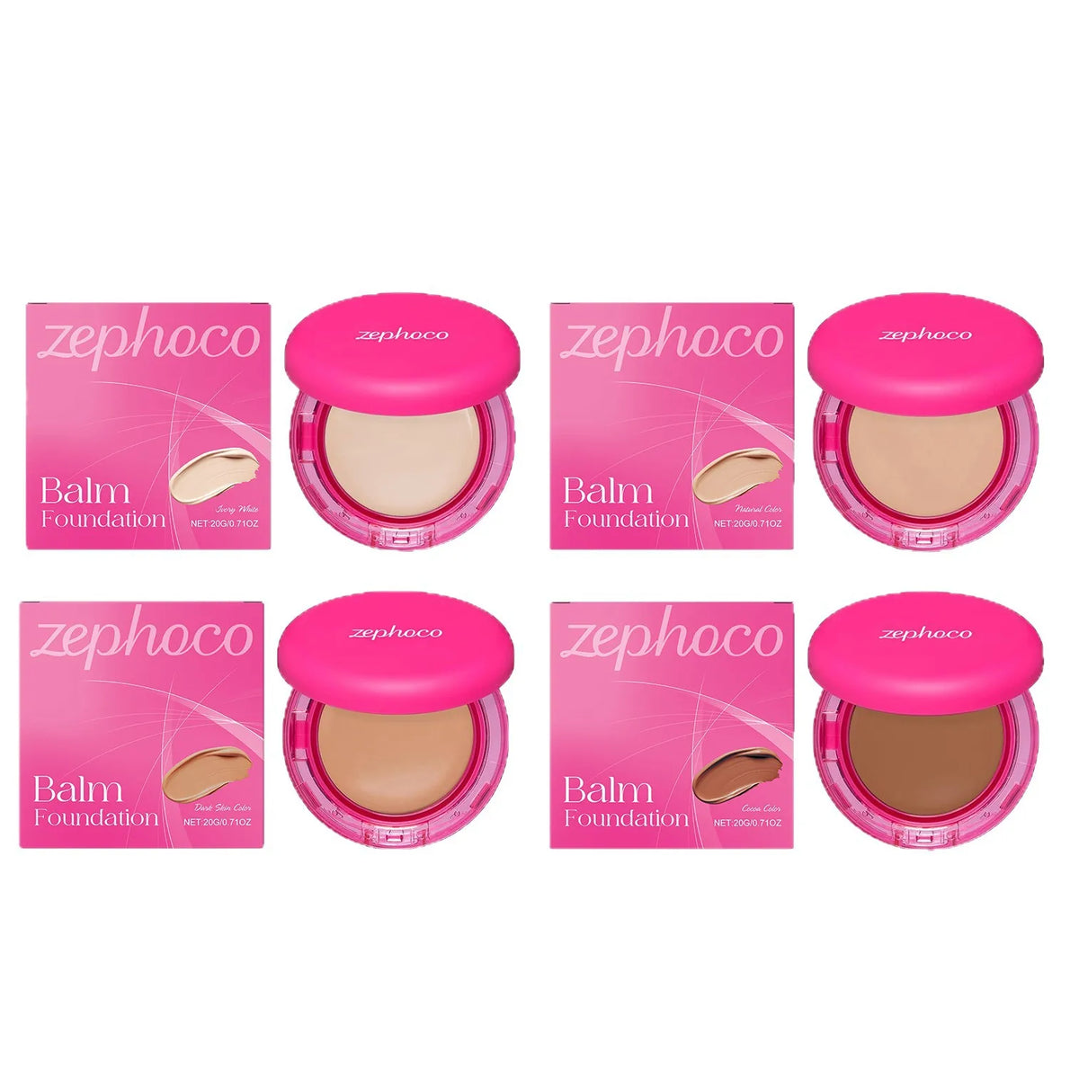 Zephoco Matte BB Cream Foundation – 4 Shades, Full Coverage BB Cream Foundation Qst 4 color in 1 set