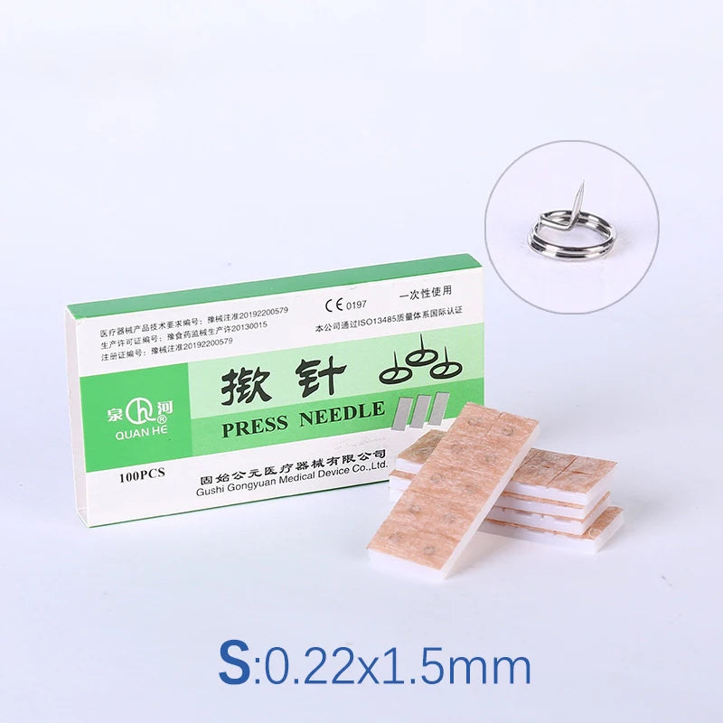 100Pcs Disposable Ear Seed Acupressure Press Needles Kit Acupressure Needle Kit Qst 0.22x1.5mm
