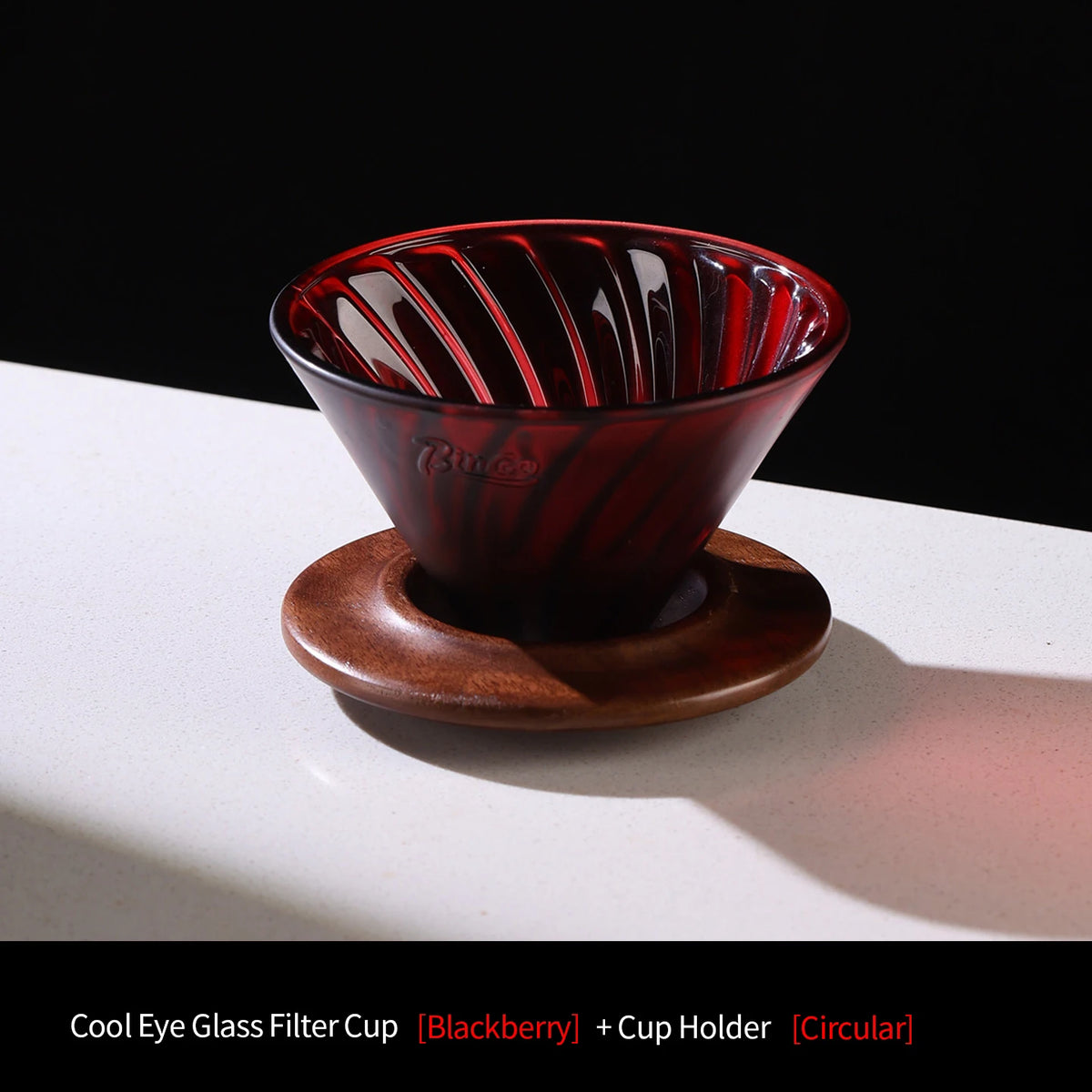 Purple Borosilicate Glass Pour Over Coffee Dripper & Wood Base Pour Over Dripper Qst Light Yellow